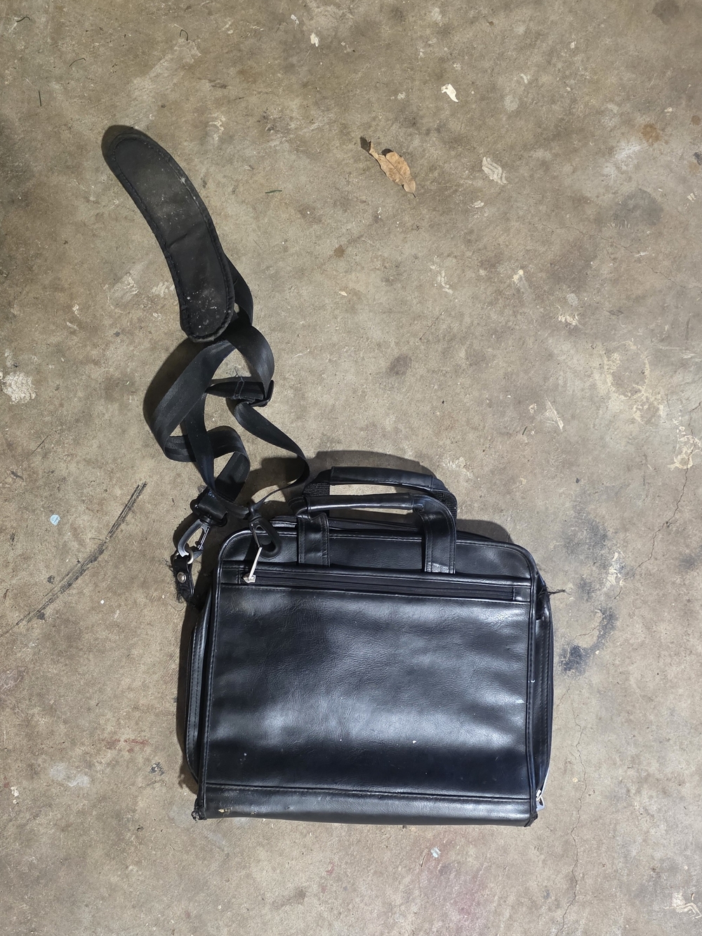American Tourister Black Leather Men’s Briefcase with Strap & Laptop Case